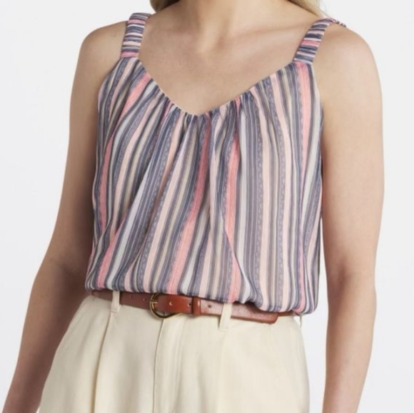 Nine Britton Misha Elastic Strap Cropped Striped Cami Elastic Hem Size L… - Picture 12 of 12